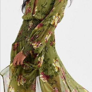 ASOS Design drop waist shirred floral midaxi dress